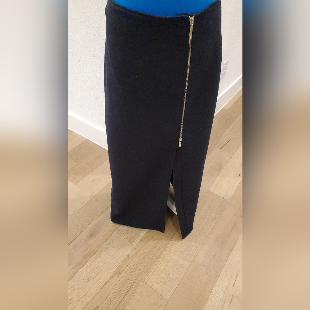 Maxi Skirt Parker Navy Blue Slit Skirt with Zipper